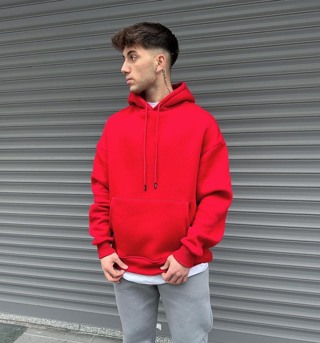 Red Basic Oversize Hoodie