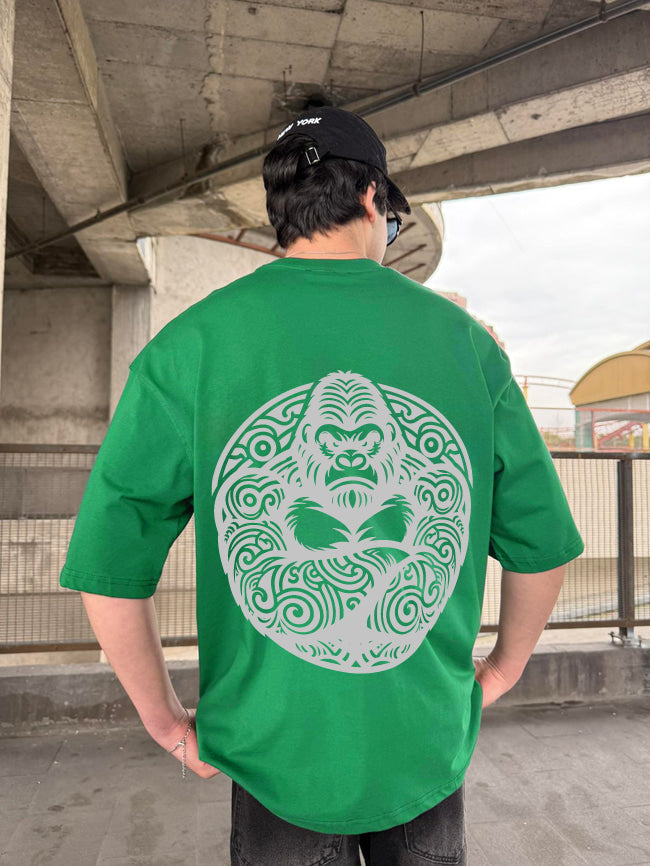 Green "Angry Gorilla" Printed Over size T-Shirt