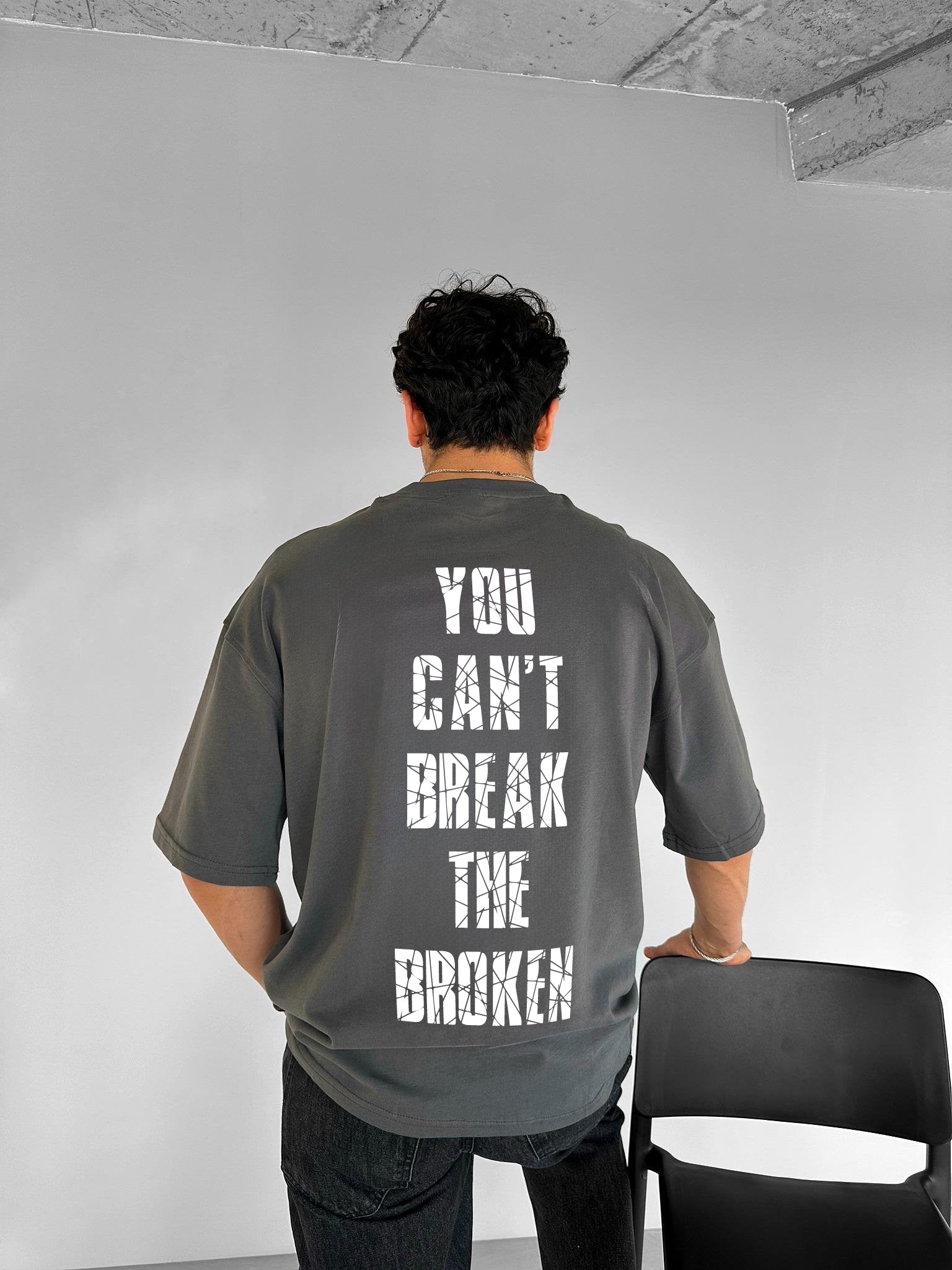 Smoke "Broken" Printed Over size T-Shirt