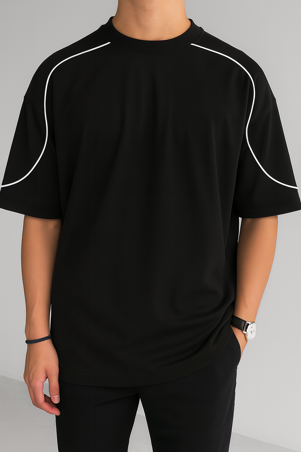 Black Shadow Line Oversize T-Shirt