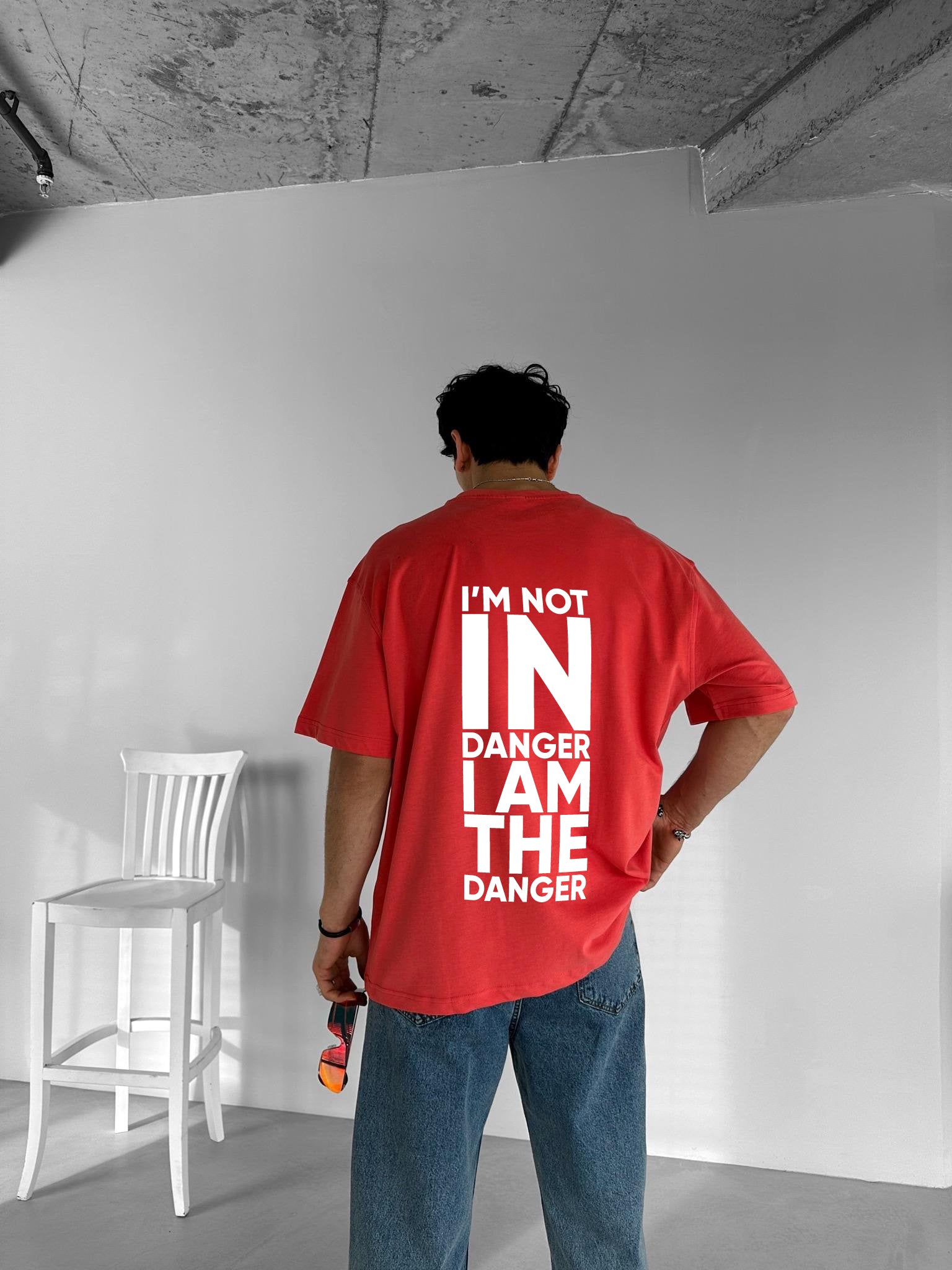 Red "Danger" Printed Over size T-Shirt