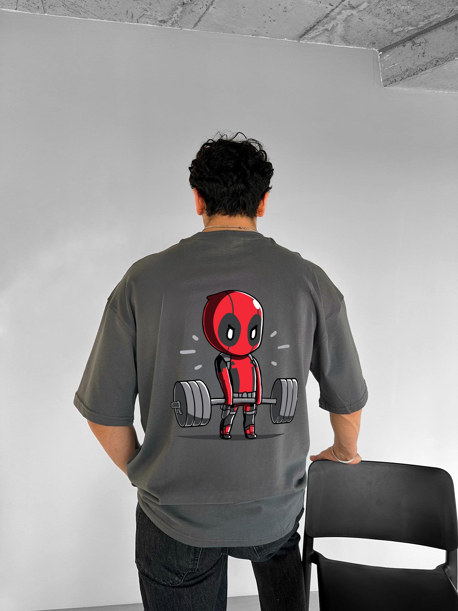 Smoke "Deadpool" Printed Over size T-Shirt