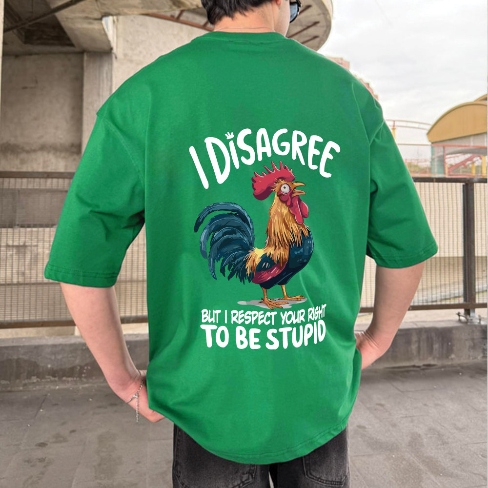 Green "Disagree" Printed Over size T-Shirt