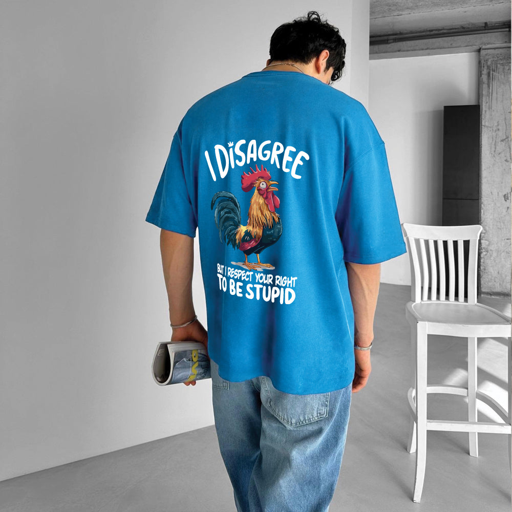 Light Blue "Disagree" Printed Over size T-Shirt