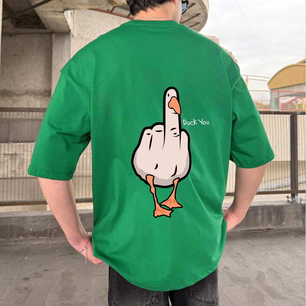 Green "Duck you" Printed Over size T-Shirt