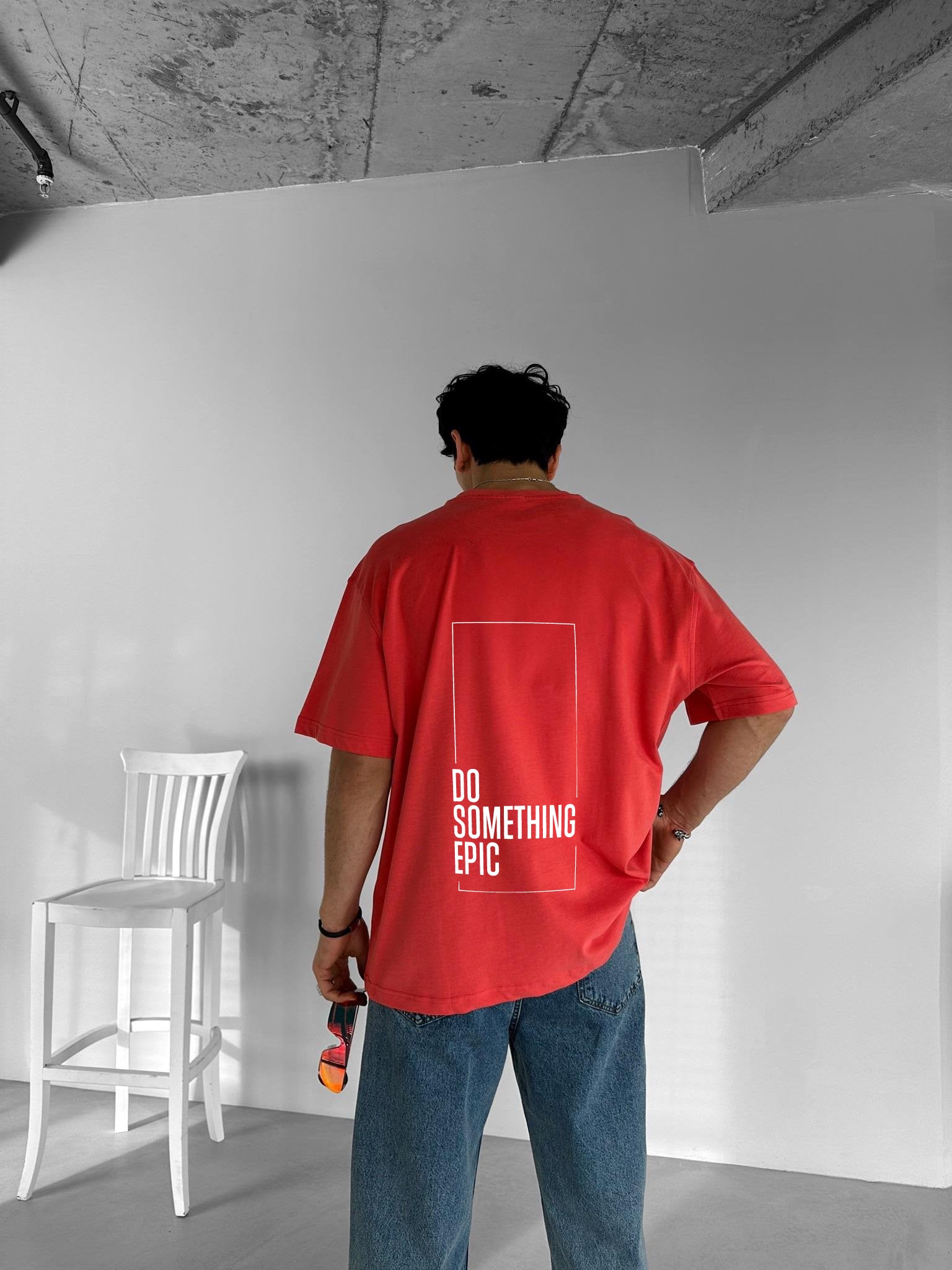 Red "Epic" Printed Over size T-Shirt