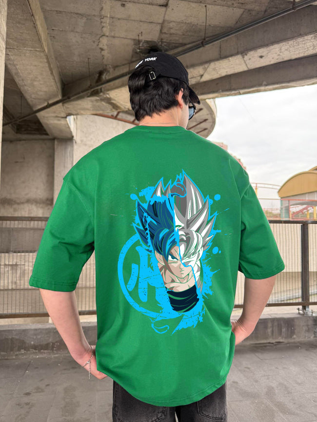 Green "Goku" Printed Over size T-Shirt