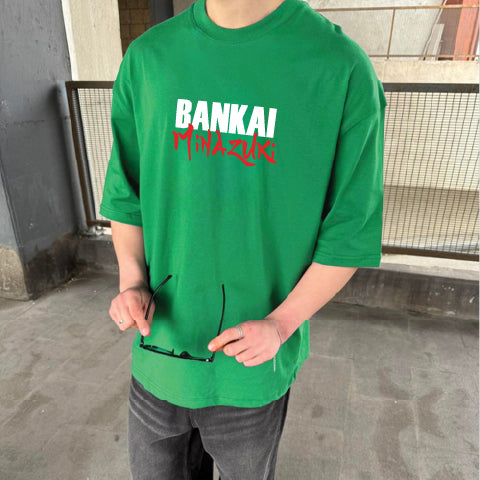 Green "Bleach" Printed Over size T-Shirt