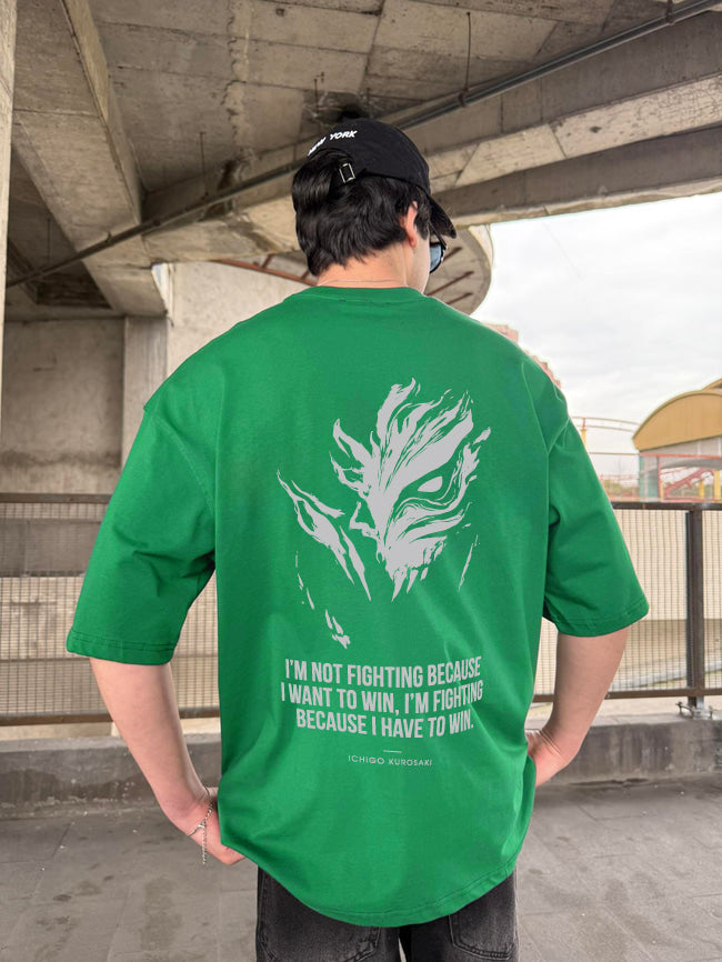 Green "Bleach" Printed Over size T-Shirt