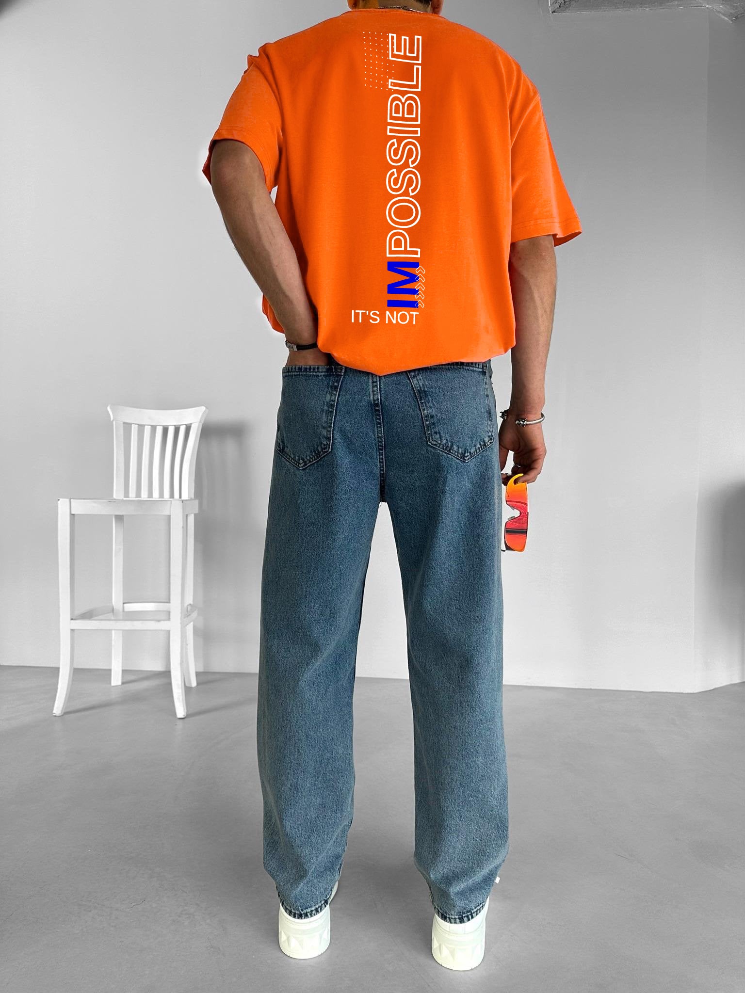Orange "Impossible" Printed Over size T-Shirt