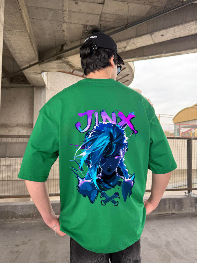 Green "Jinx" Printed Over size T-Shirt