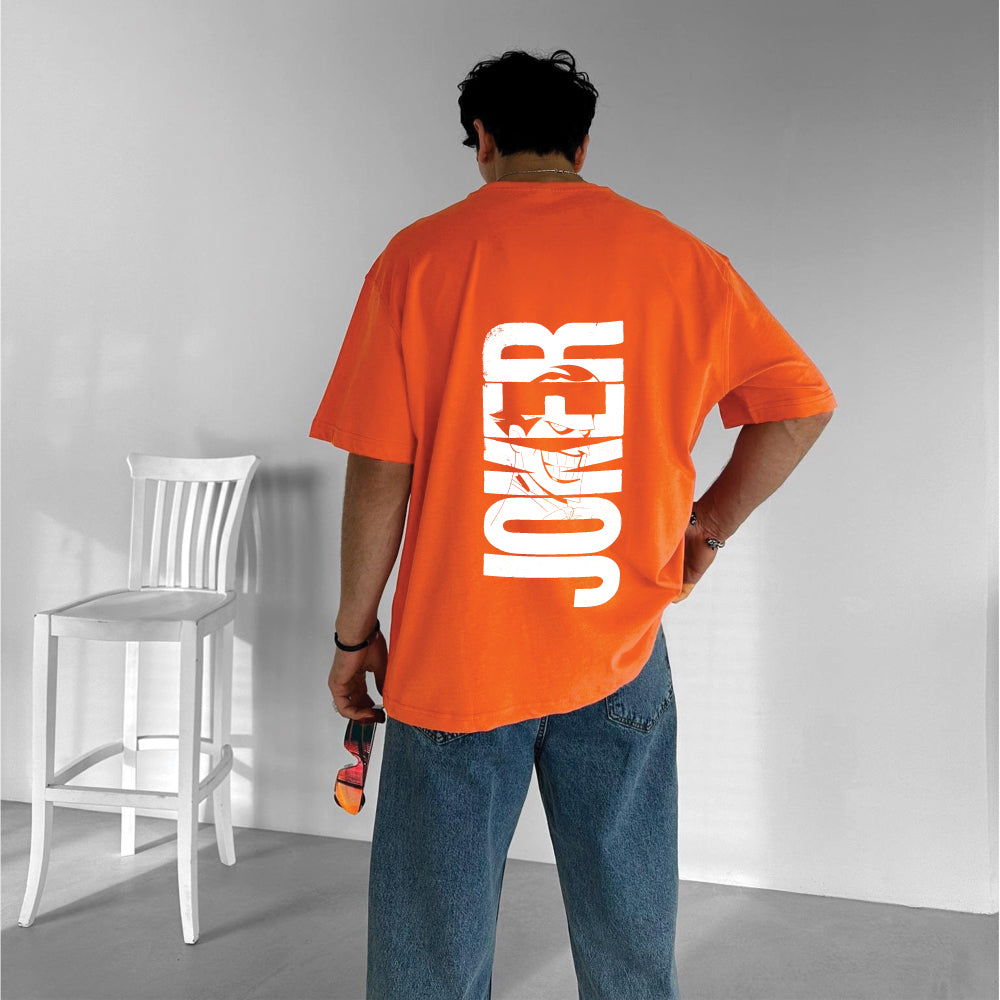 Orange "Joker" Printed Over size T-Shirt