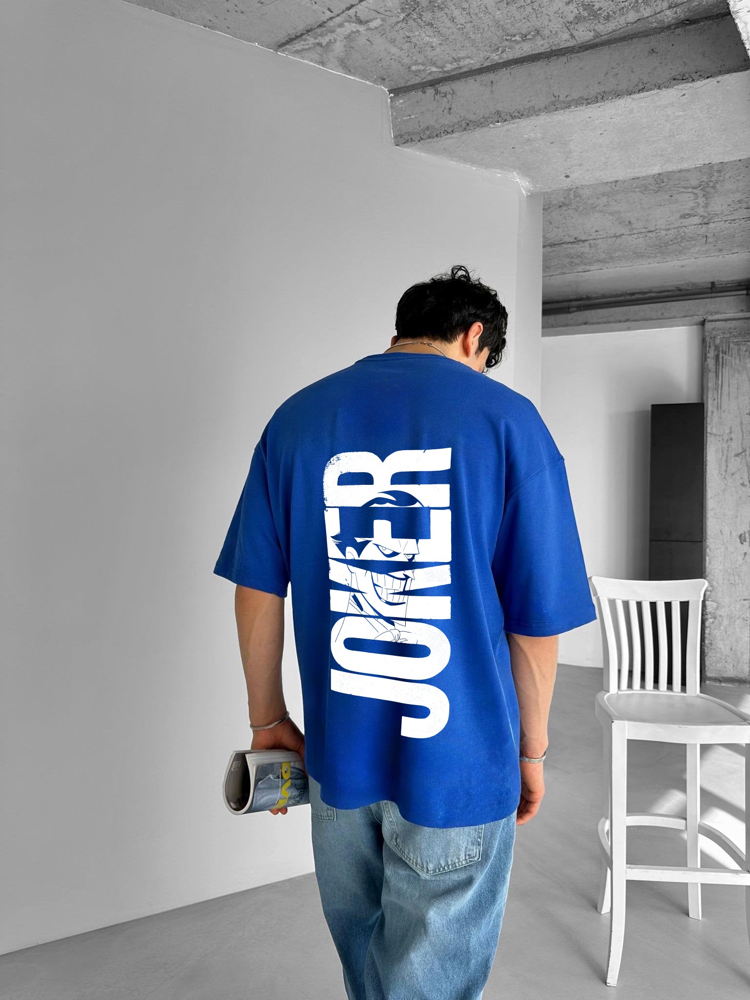 Blue "Joker" Printed Over size T-Shirt