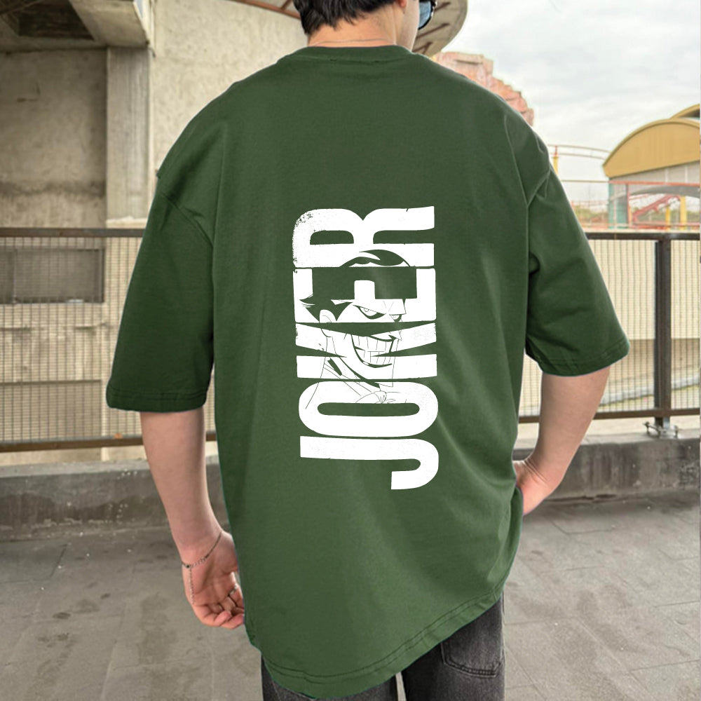 Army Green "Joker" Printed Over size T-Shirt