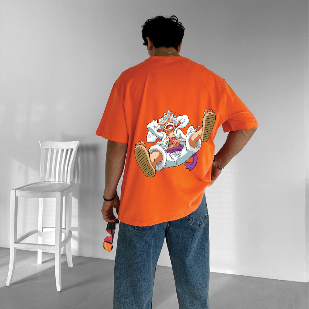 Orange "Joy Boy" Printed Over size T-Shirt