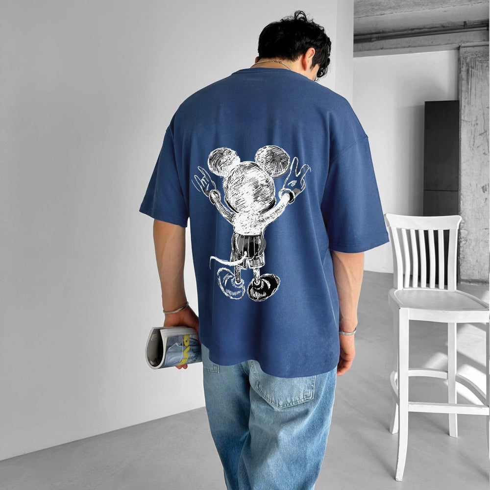 Petrol "Mouse" Printed Over size T-Shirt