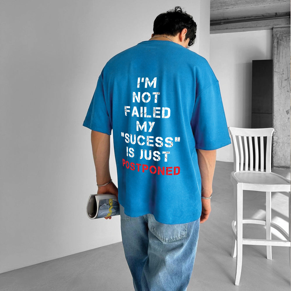 Light Blue "Postponed" Printed Over size T-Shirt