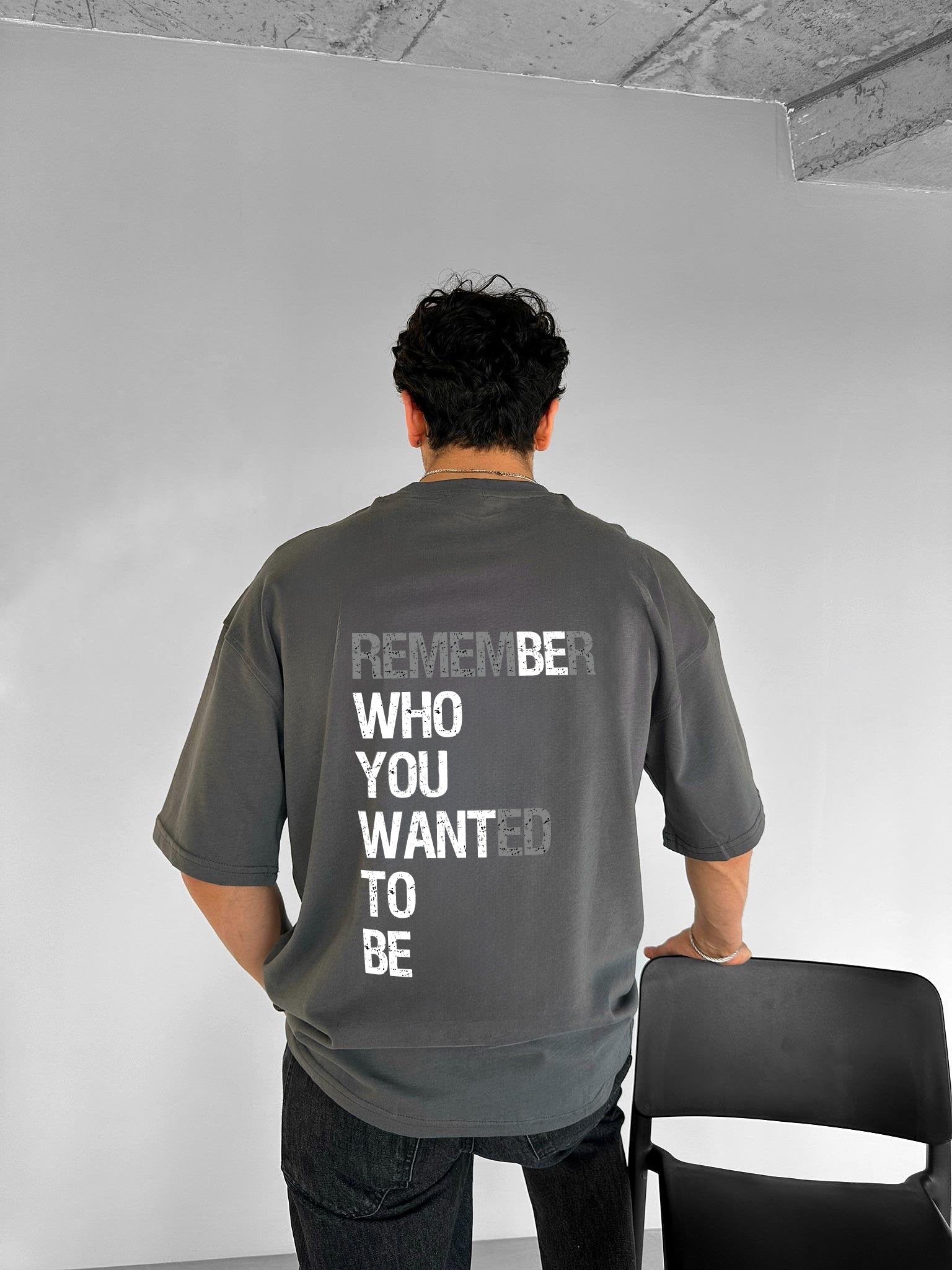 Smoke "Remember" Printed Over size T-Shirt