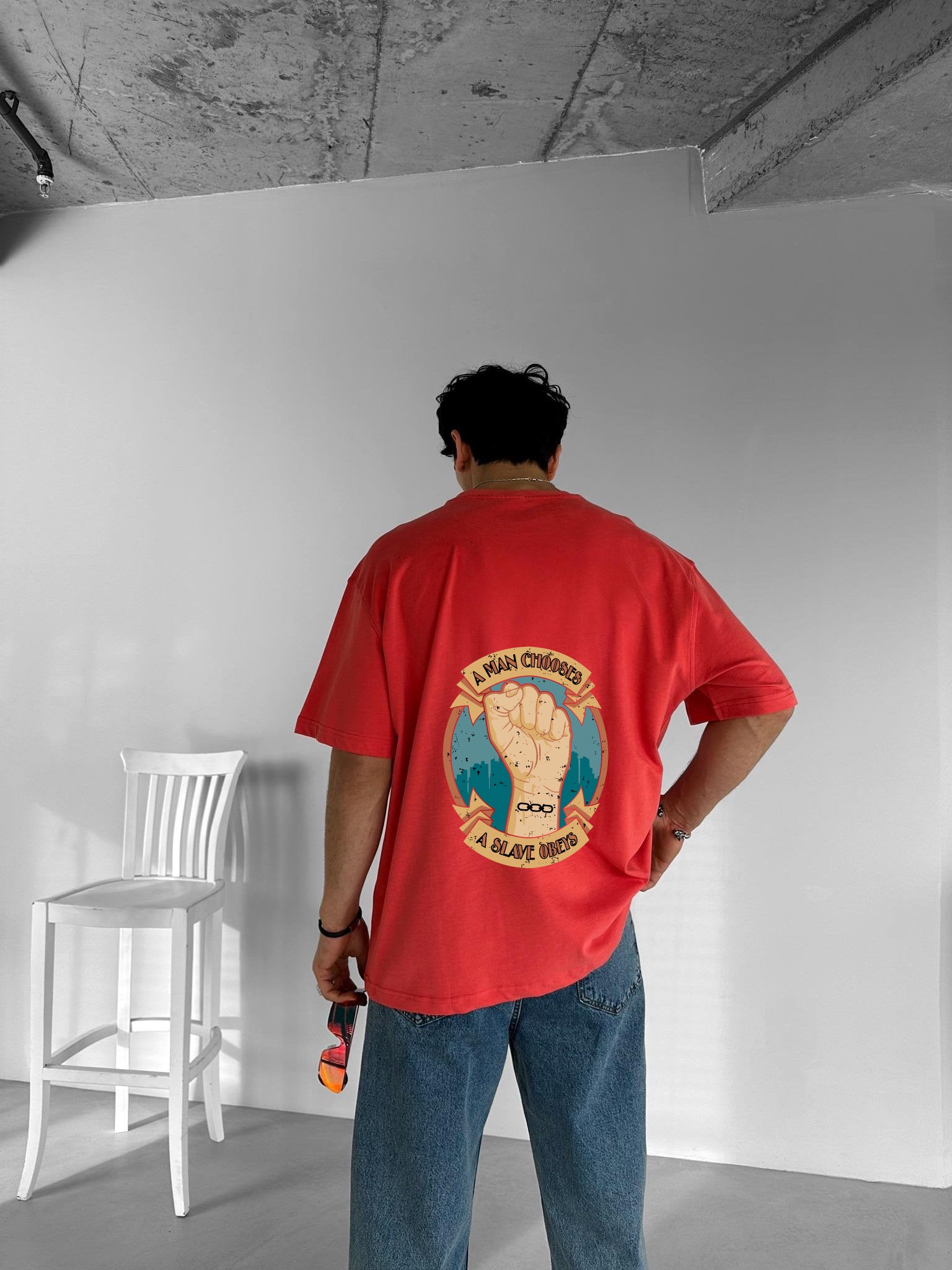 Red "Slave" Printed Over size T-Shirt