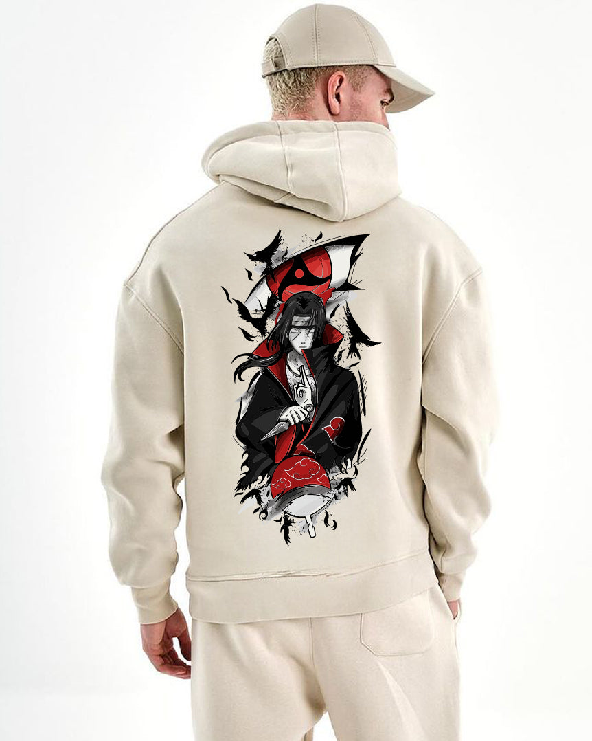 Beige "Itachi" Printed Oversize Hoodie