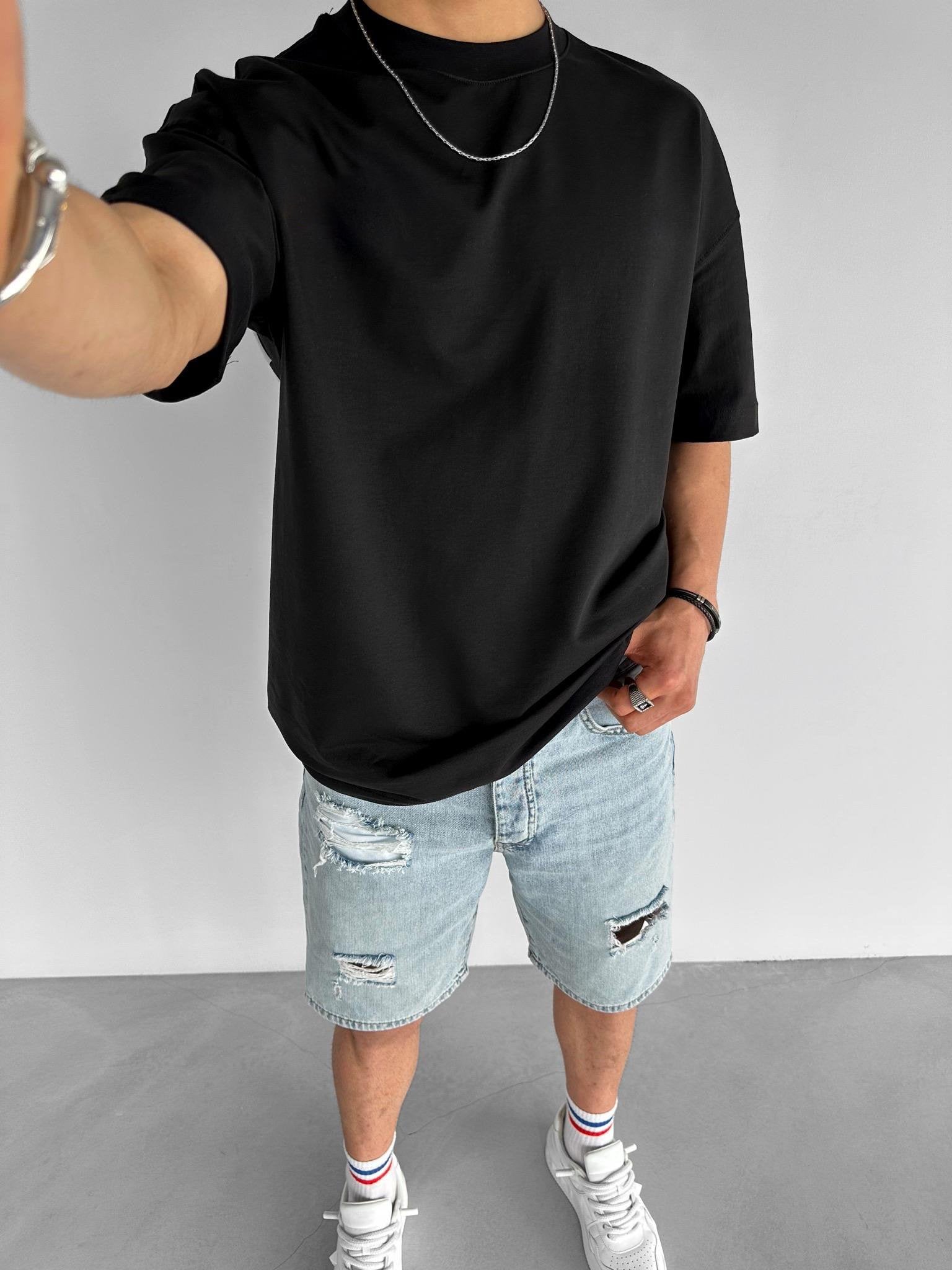 Black Basic Over size T-Shirt