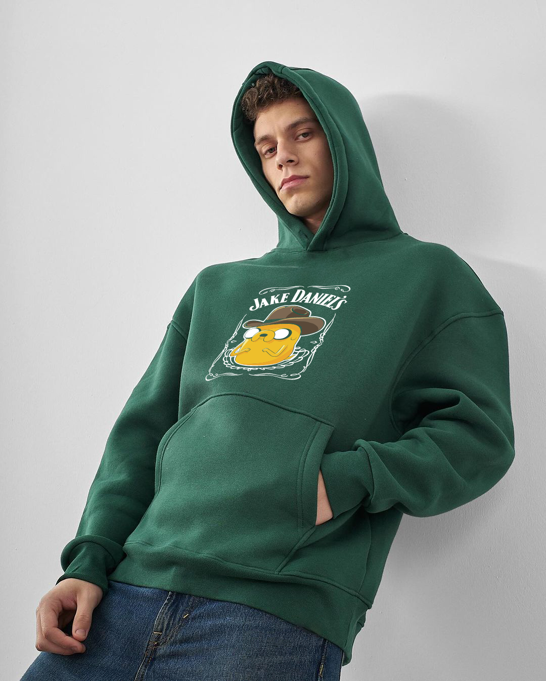 Dark Green "Jake" Printed Oversize Hoodie
