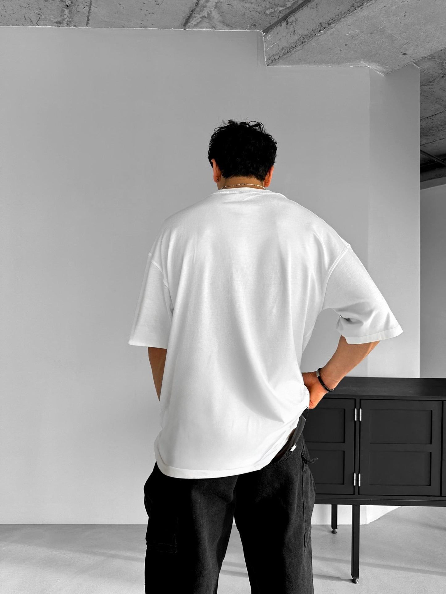 White "Number" Printed Over size T-Shirt