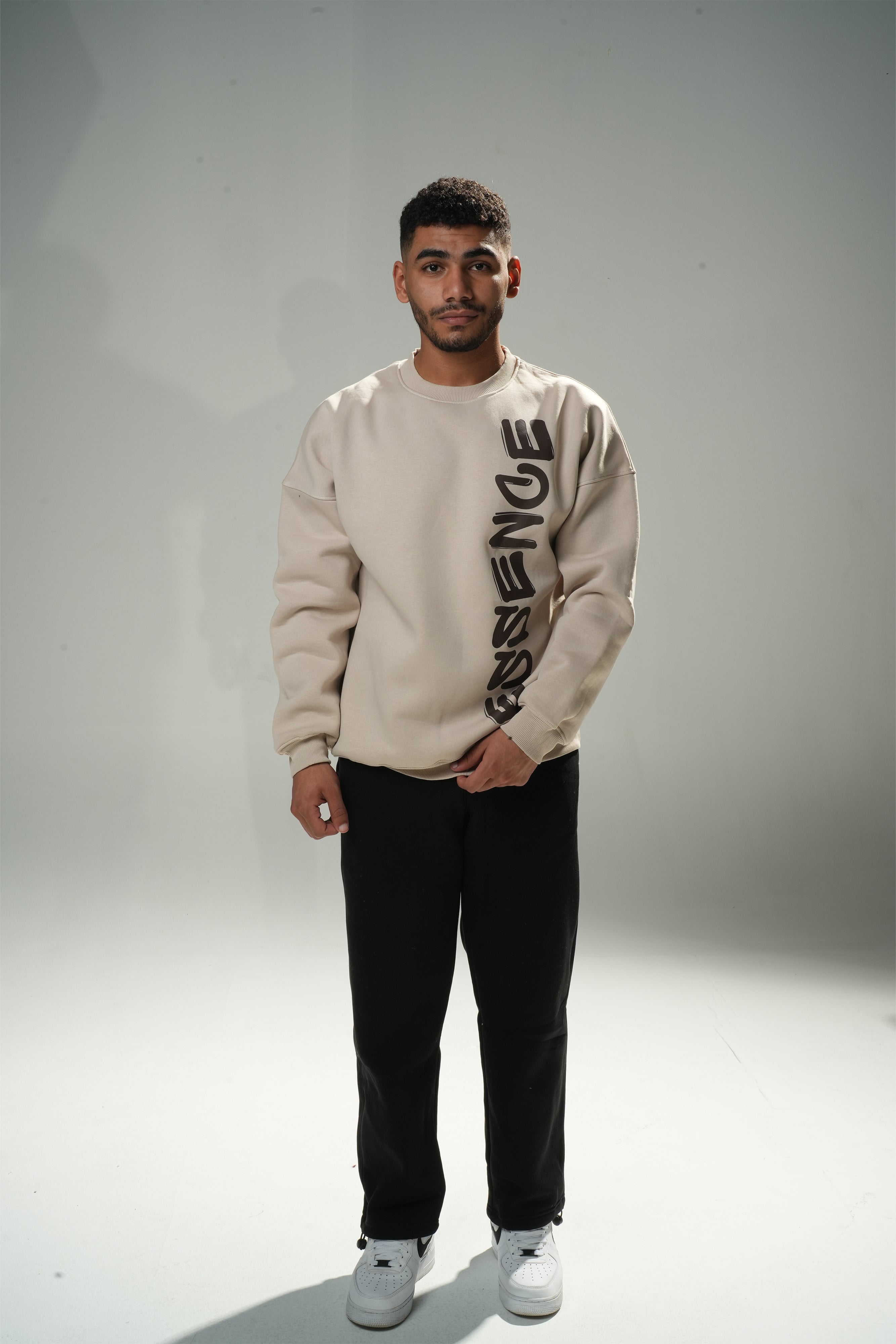 Beige "Essence" Oversize Crew Neck Sweeter