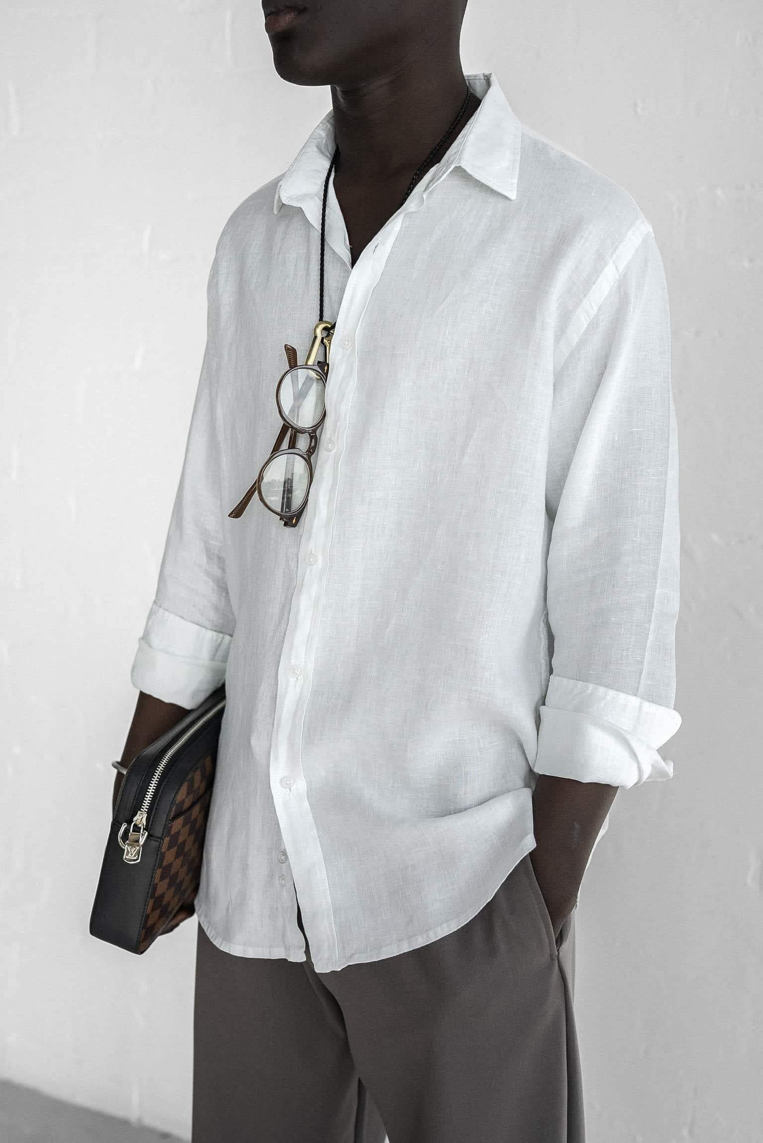 Long-Sleeve Linen Shirt Off-White