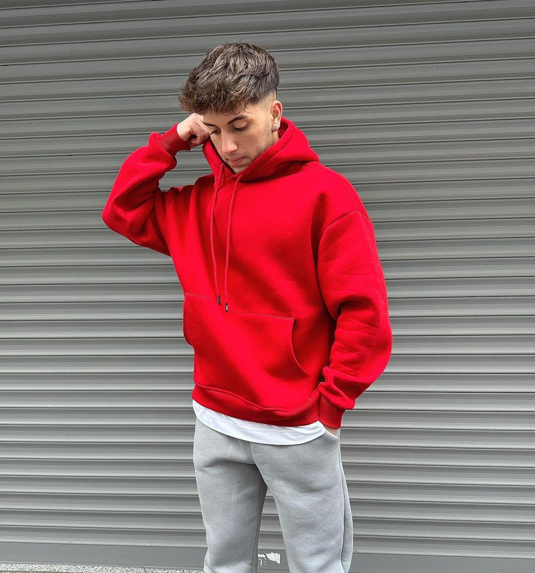 Red Basic Oversize Hoodie