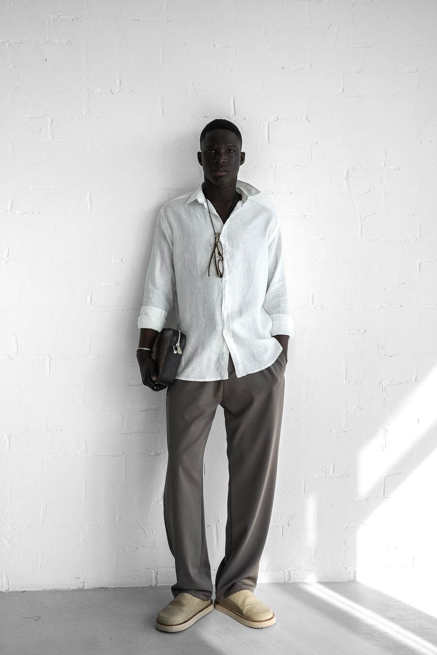 Long-Sleeve Linen Shirt Off-White