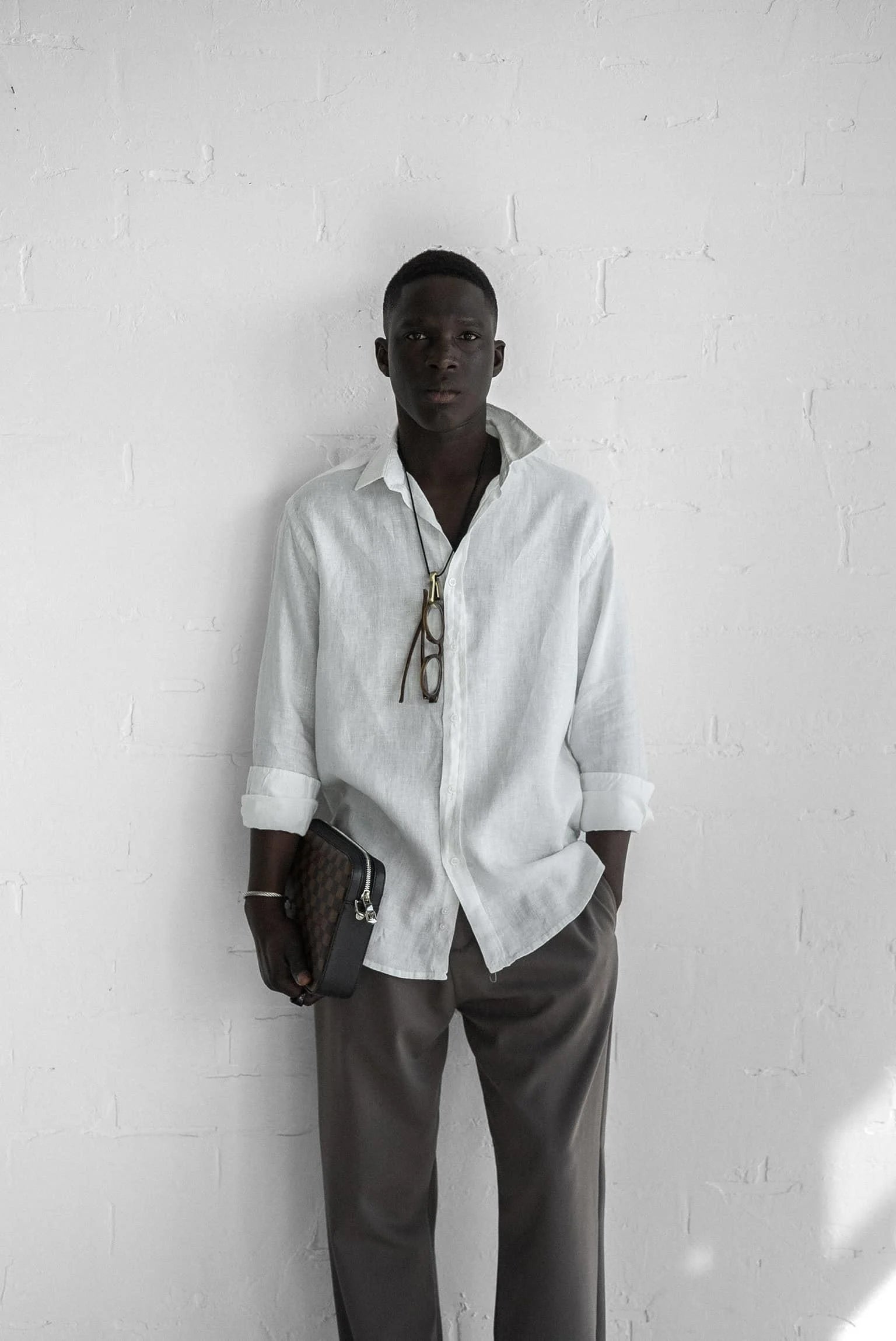 Long-Sleeve Linen Shirt Off-White