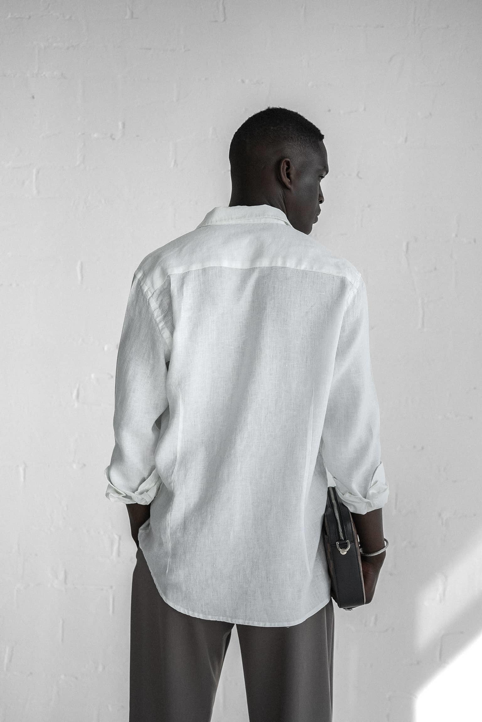 Long-Sleeve Linen Shirt Off-White
