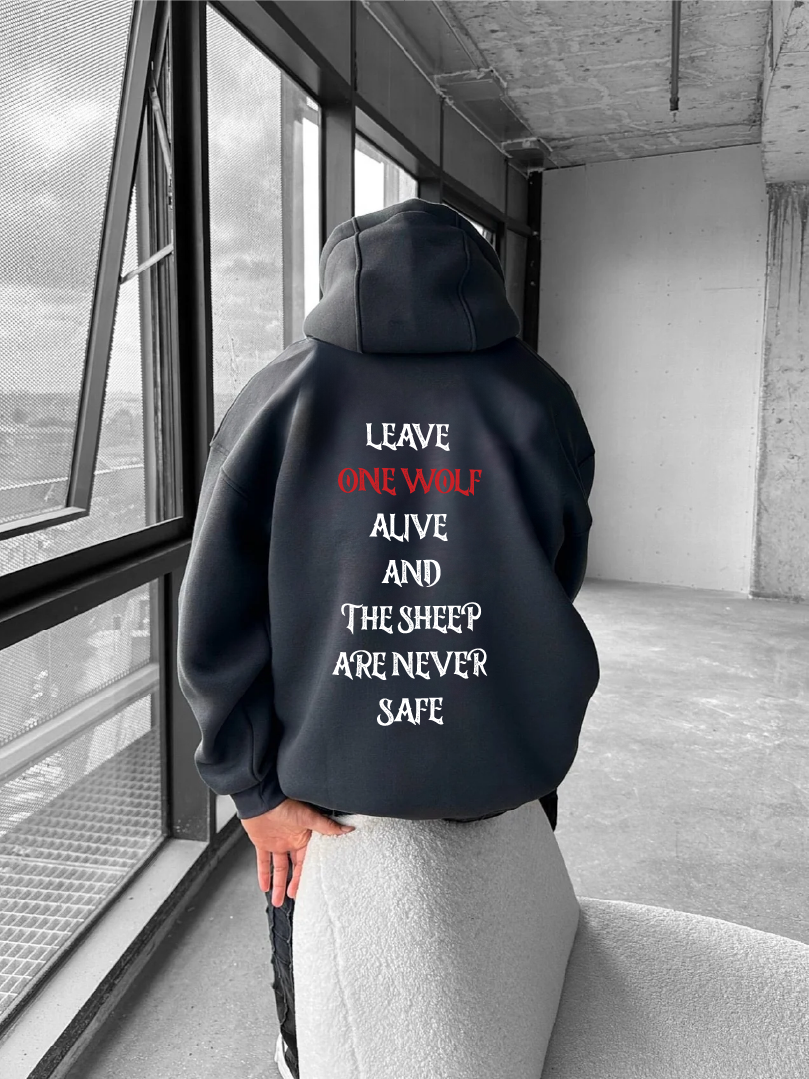 Smoked "Wolf" Printed Oversize Hoodie
