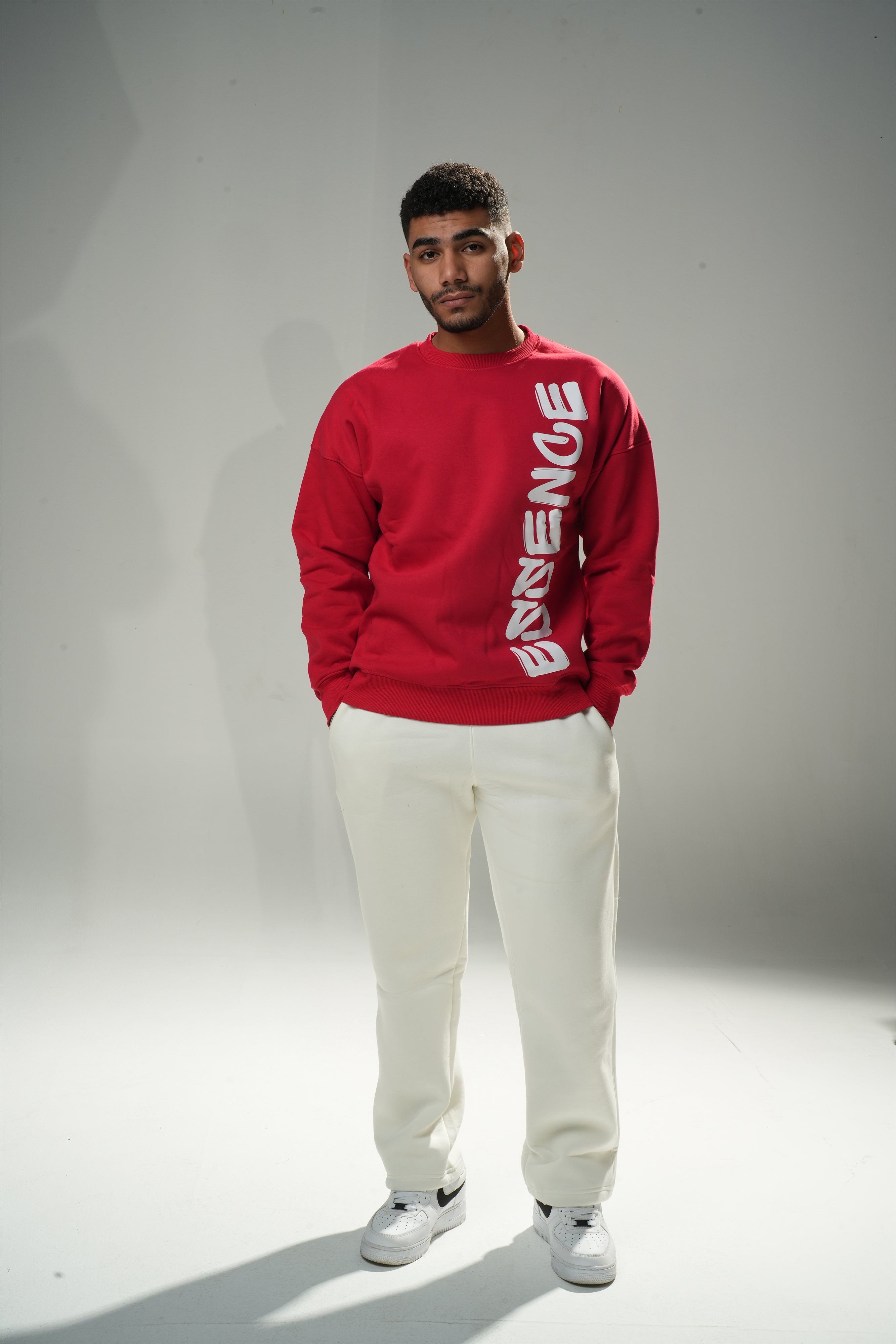 Red "Essence" Oversize Crew Neck Sweeter