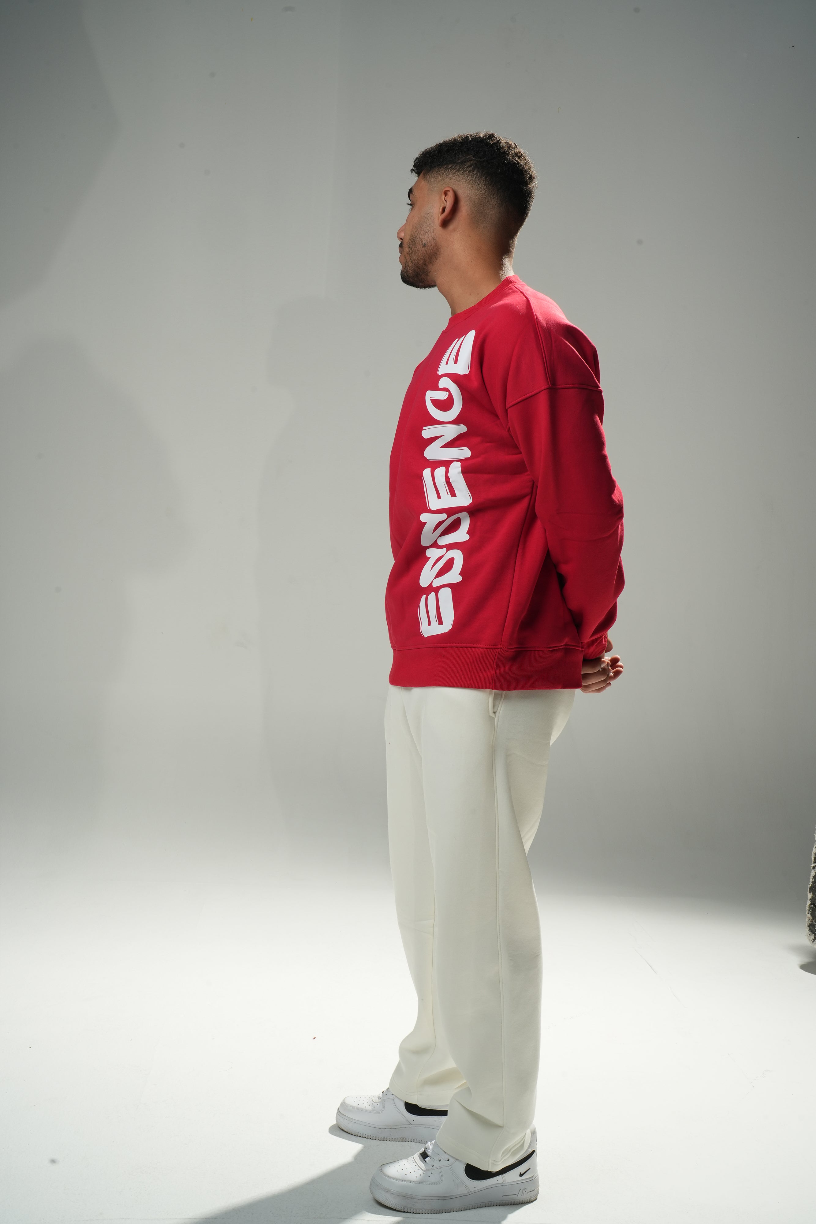 Red "Essence" Oversize Crew Neck Sweeter