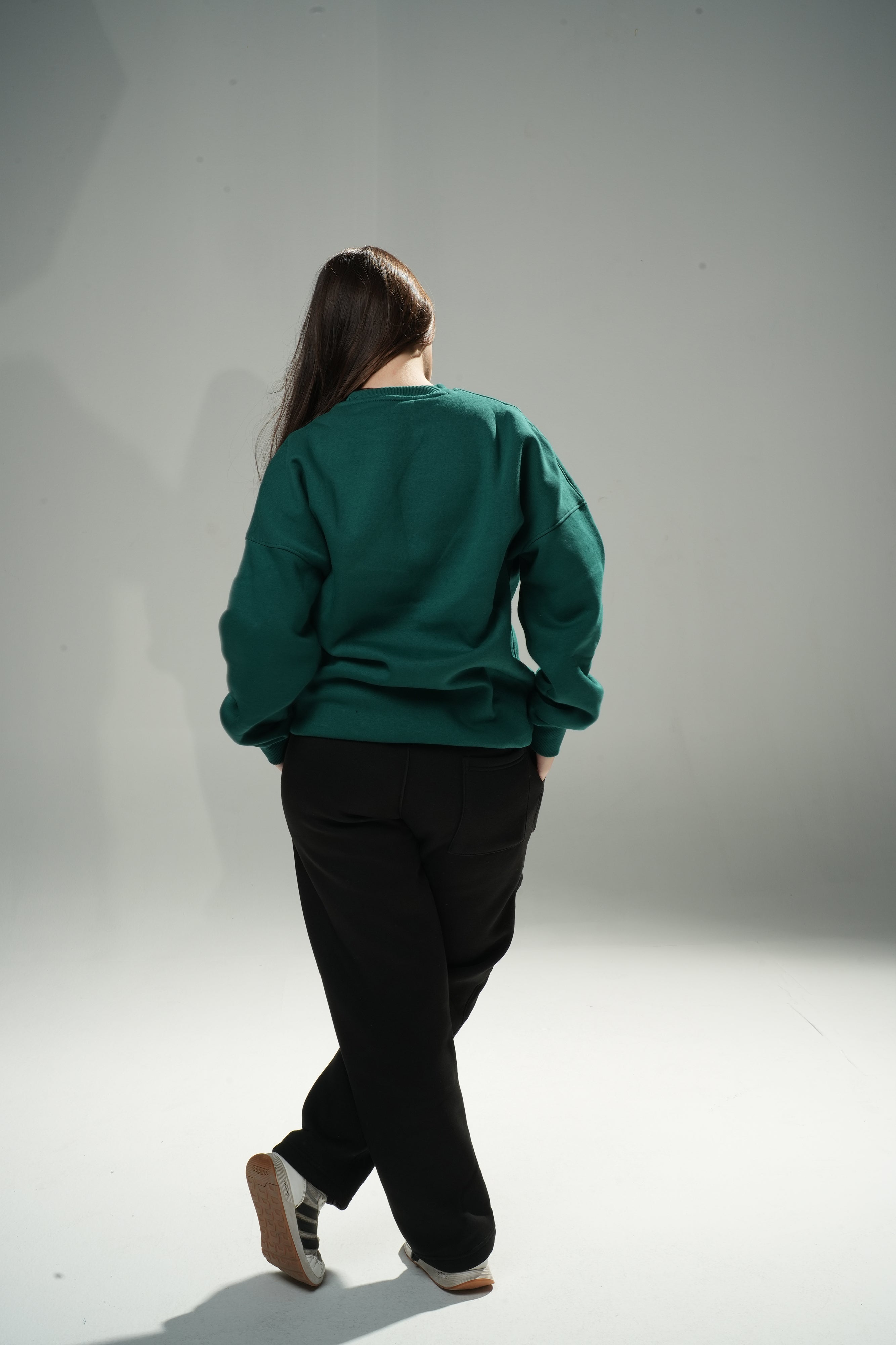 Dark Green "Essence" Oversize Crew Neck Sweeter