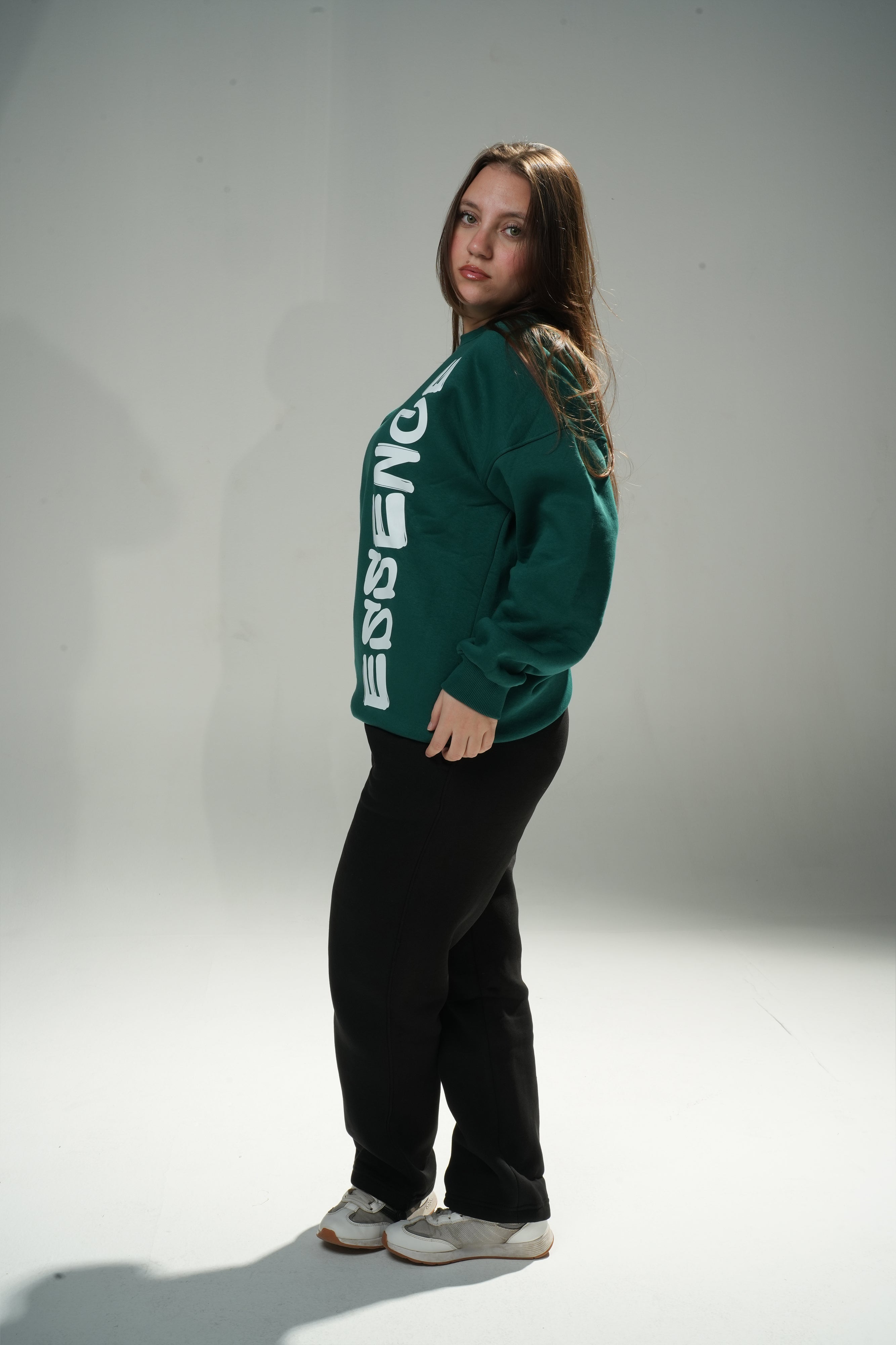 Dark Green "Essence" Oversize Crew Neck Sweeter