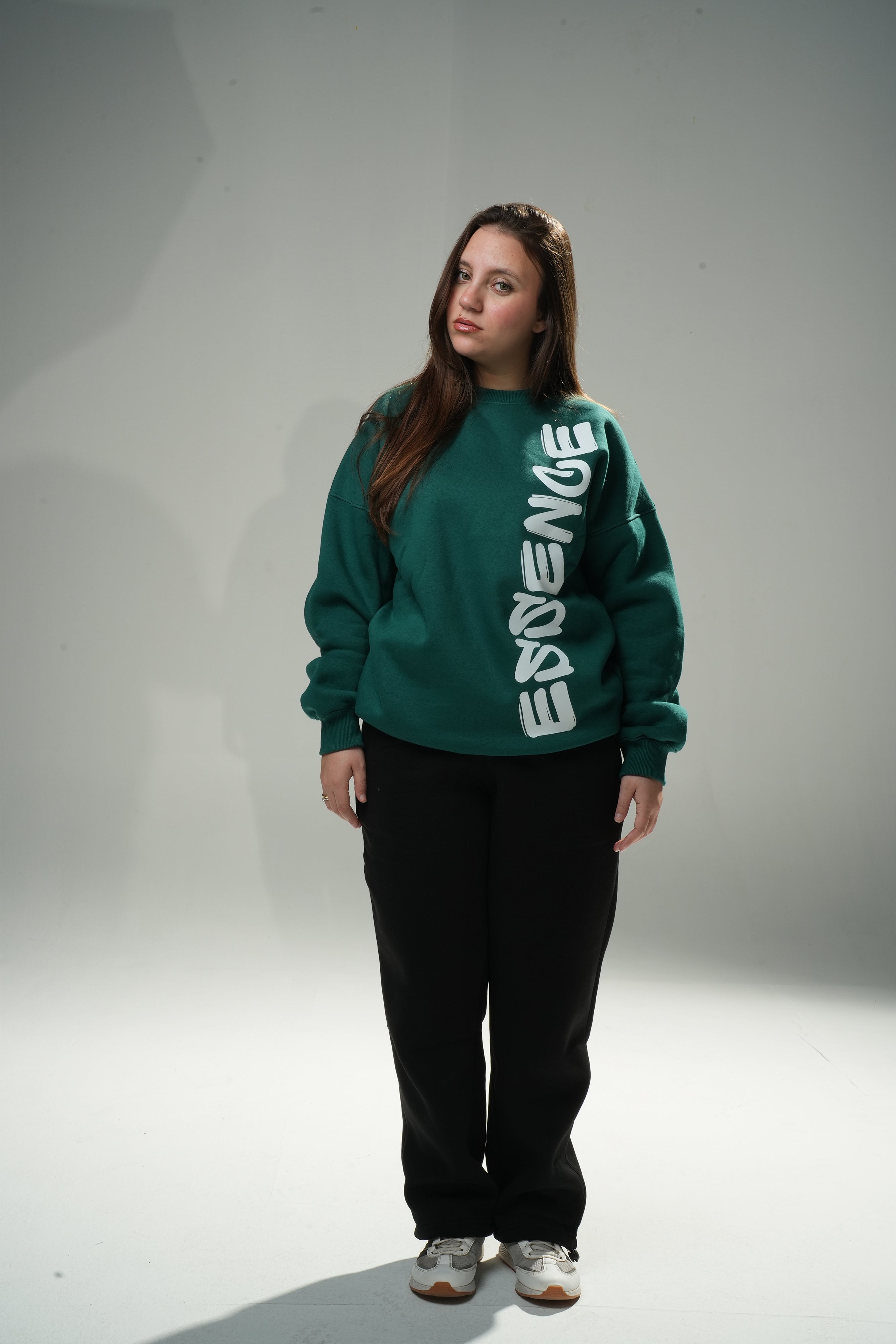 Dark Green "Essence" Oversize Crew Neck Sweeter