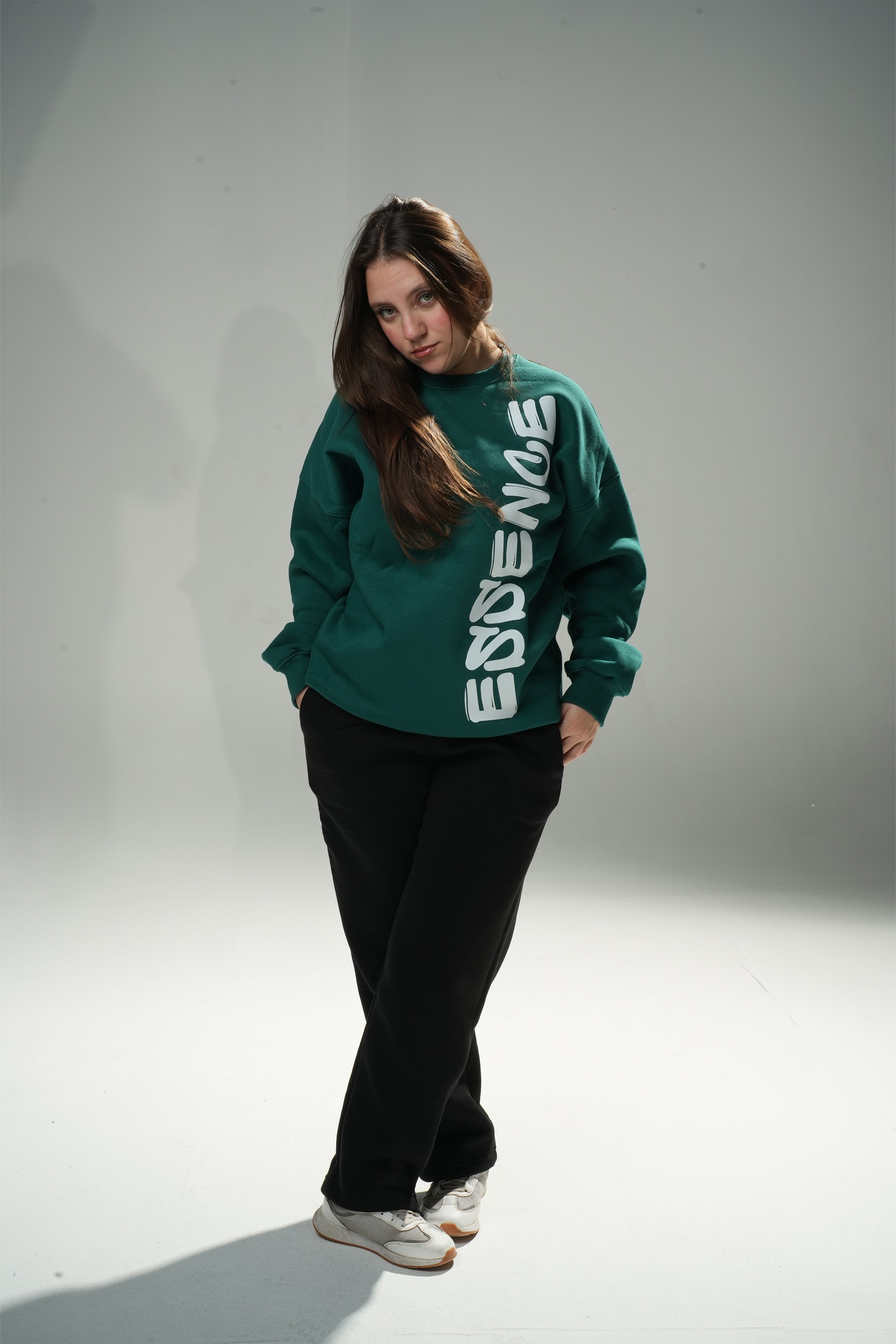Dark Green "Essence" Oversize Crew Neck Sweeter