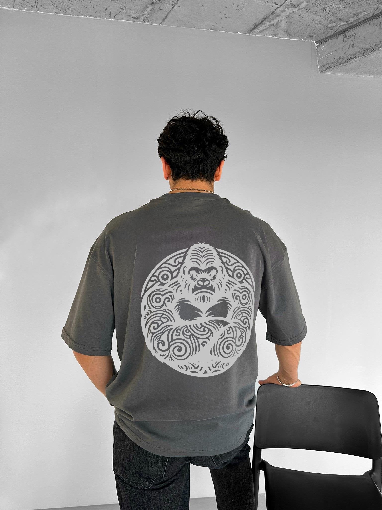 Smoke "Angry Gorilla" Printed Over size T-Shirt