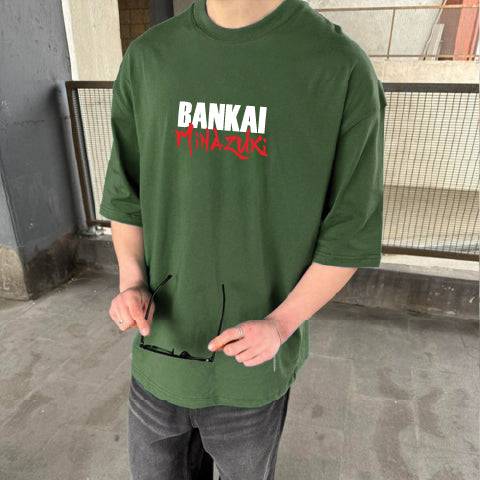 Army Green "Bleach" Printed Over size T-Shirt