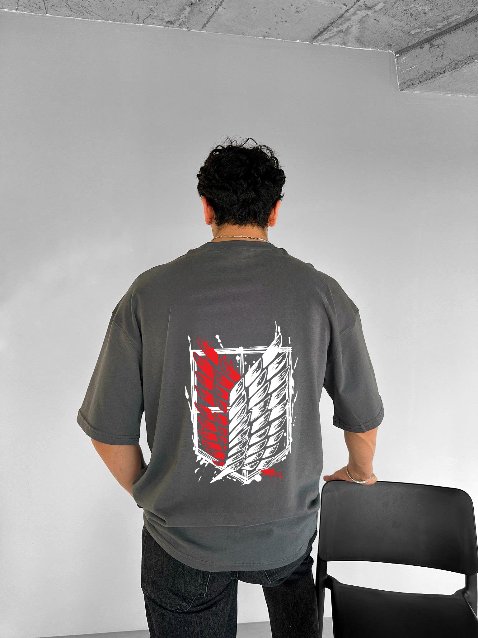 Smoke "Attack" Printed Over size T-Shirt