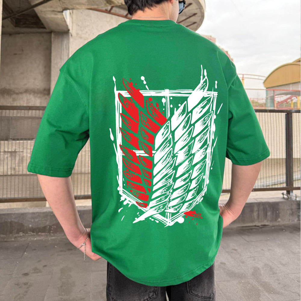 Green "Attack" Printed Over size T-Shirt
