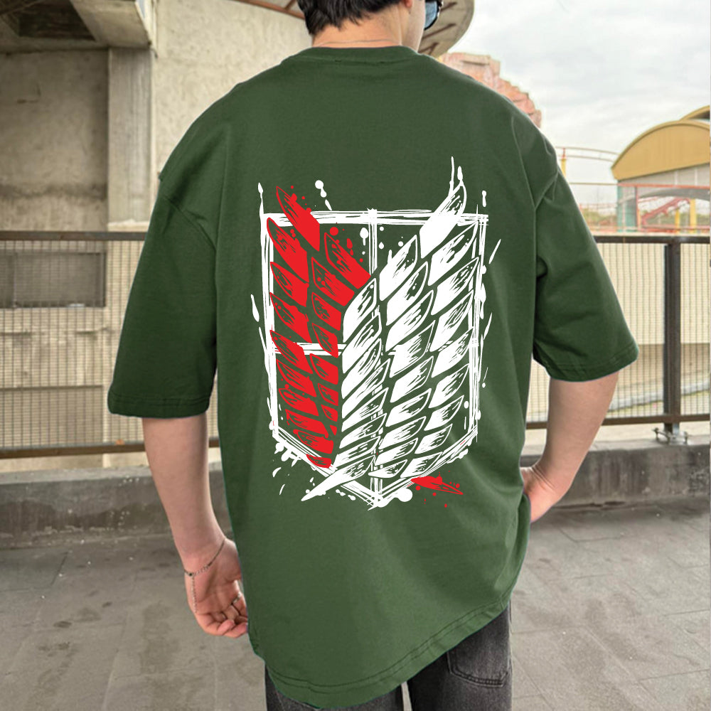 Army Green "Attack" Printed Over size T-Shirt