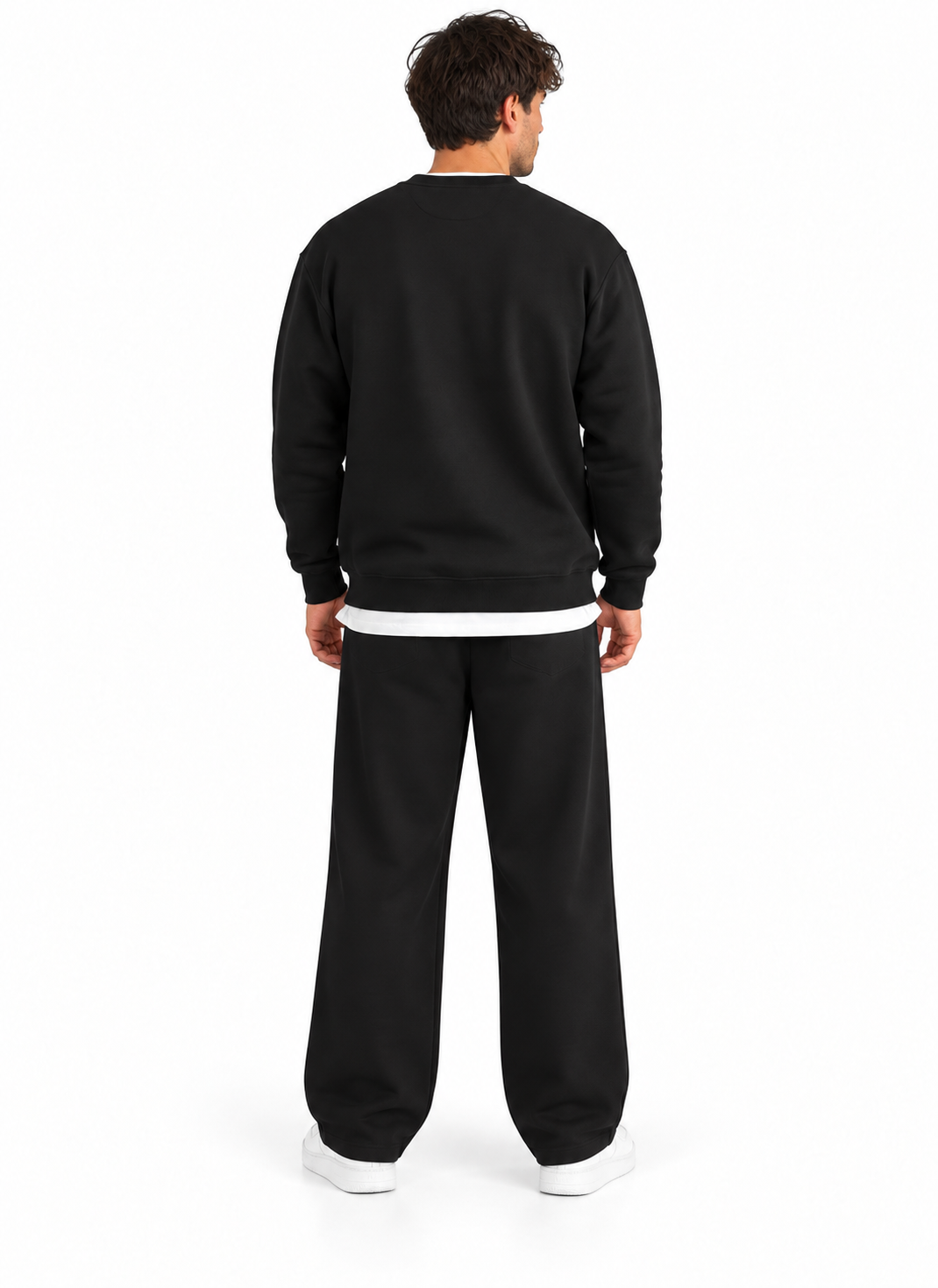 Oversize Black Crew Neck Basic Sweatshirt