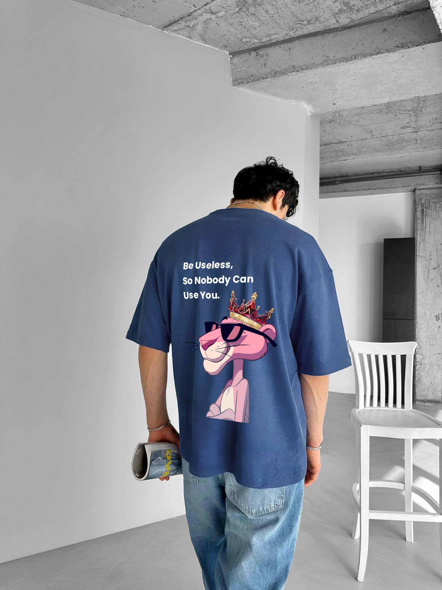 Petrol "Useless" Printed Over size T-Shirt