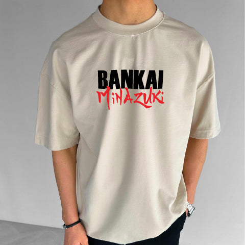 Beige "Bleach" Printed Over size T-Shirt