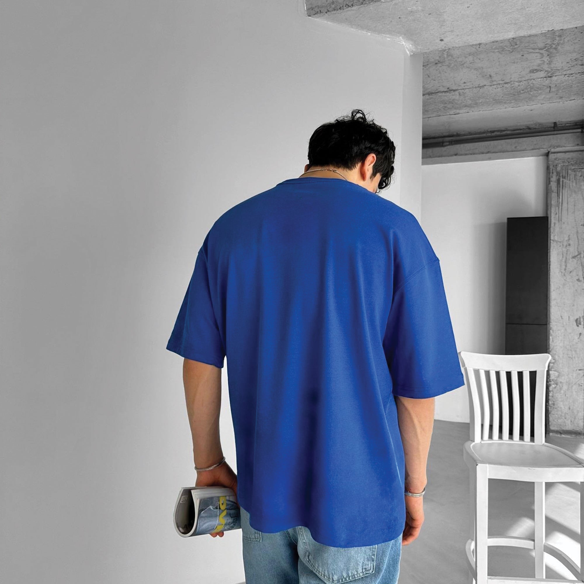 Blue "Number" Printed Over size T-Shirt