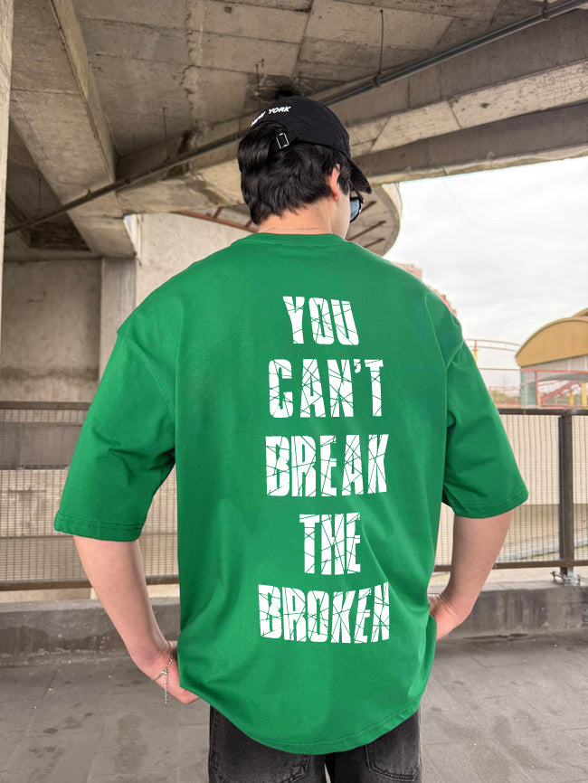 Green "Broken" Printed Over size T-Shirt